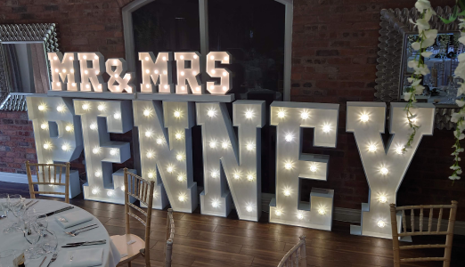 Illuminated letters hire Cheshire
