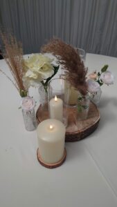 Rustic wedding centrepiece