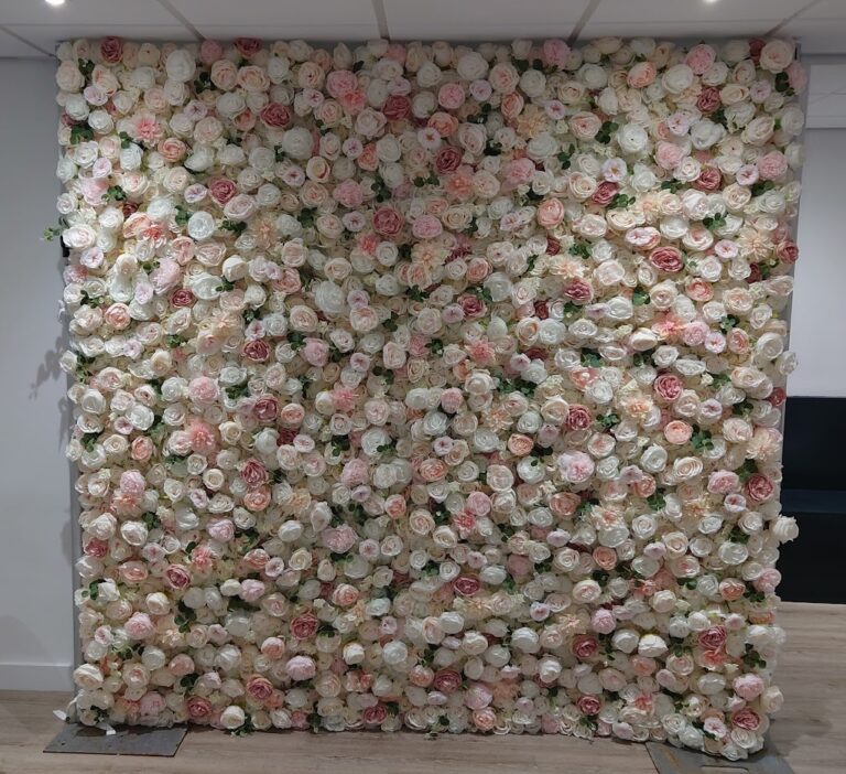 Wedding flower wall backdrop hire