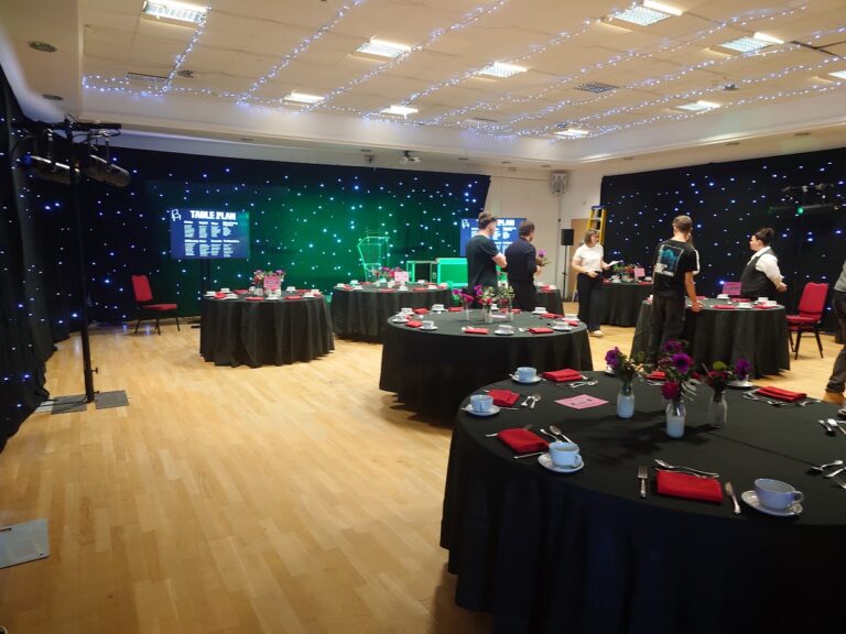Event draping in twinkling black star cloth