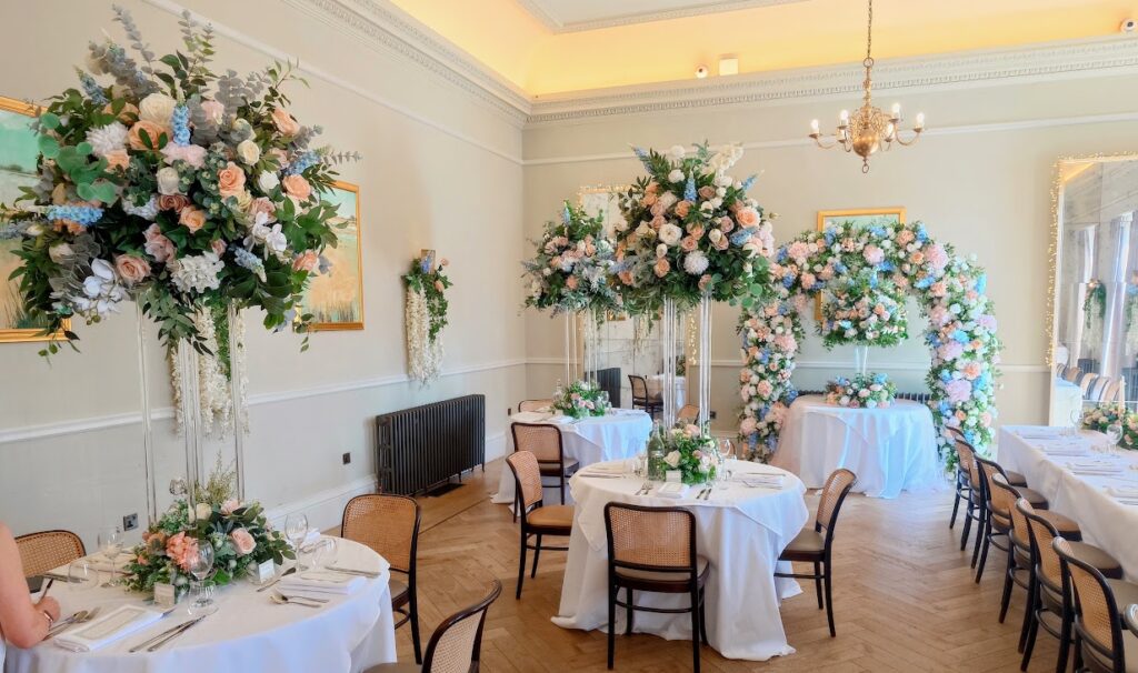 Churchill Tree Wedding Decorations - Woodyatt Warner Pastel shade flower decorations for weddings